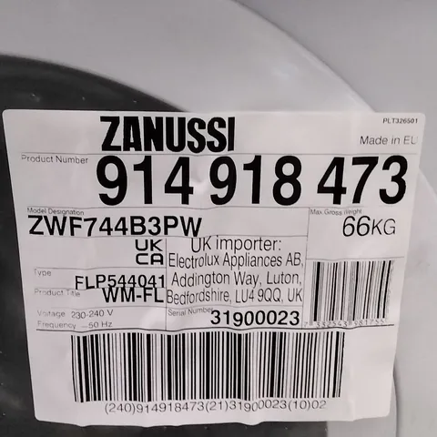 ZANUSSI ZWF744B3PW WASHING MACHINE RRP £392.00