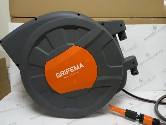 GRIFEMA G301-35 AUTOMATIC GARDEN HOSE REEL, 35M WALL-MOUNTED HOSE REEL WITH 180 DEGREE ROTATION