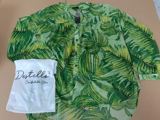 LOT OF 24 BRAND NEW DESTELLO GREEN FLORAL SHIRTS - S