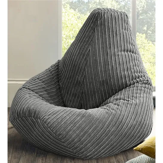 BOXED CHILDRENS HIGHBACK BEAN BAG LOUNGER GREY UPHOLSTERED (1 BOX)