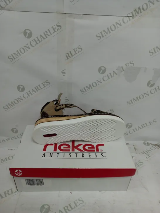 BOXED RIEKER STRAPPED SANDAL TAN COW SIZE 6 