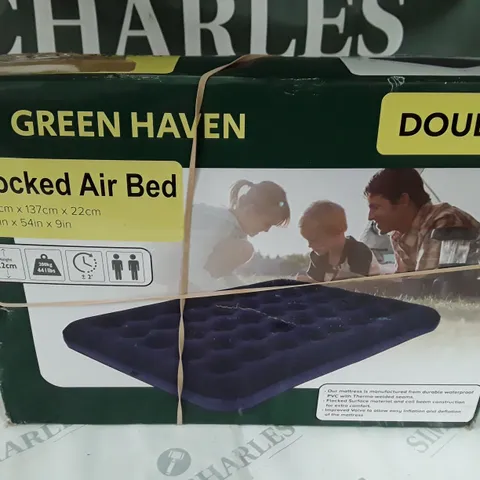 GREEN HAVEN FLOCKED AIR BED - DOUBLE