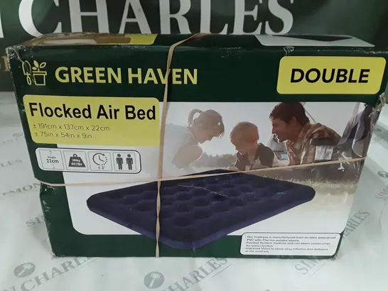 GREEN HAVEN FLOCKED AIR BED - DOUBLE