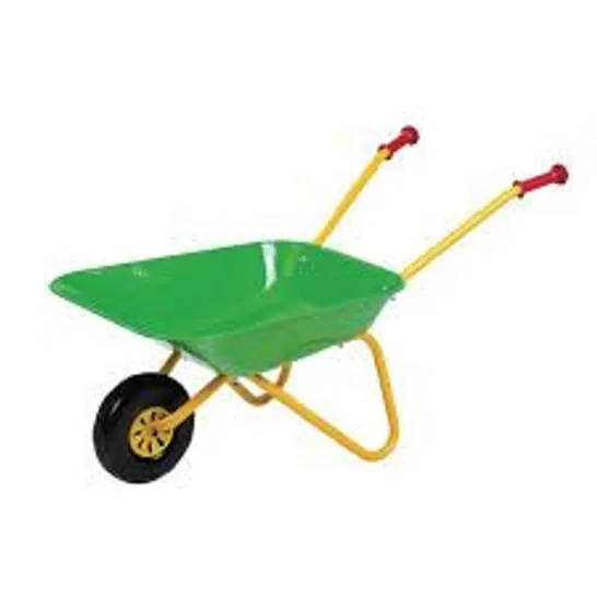 BOXED COSTWAY OUTDOOR GARDEN BACKYARD PLAY TOY KIDS METAL WHEELBARROW - GREEN