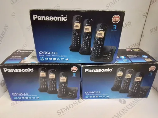 LOT OF 3 PANASONIC KX-TGC223 3-HANDSET DIGITAL CORDLESS ANSWERING SYSTEM PHONES