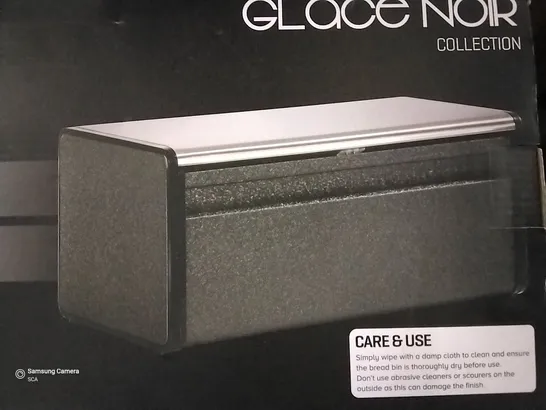 BOXED DAEWOO GLACE NOIR STAINLESS STEEL BREAD BIN