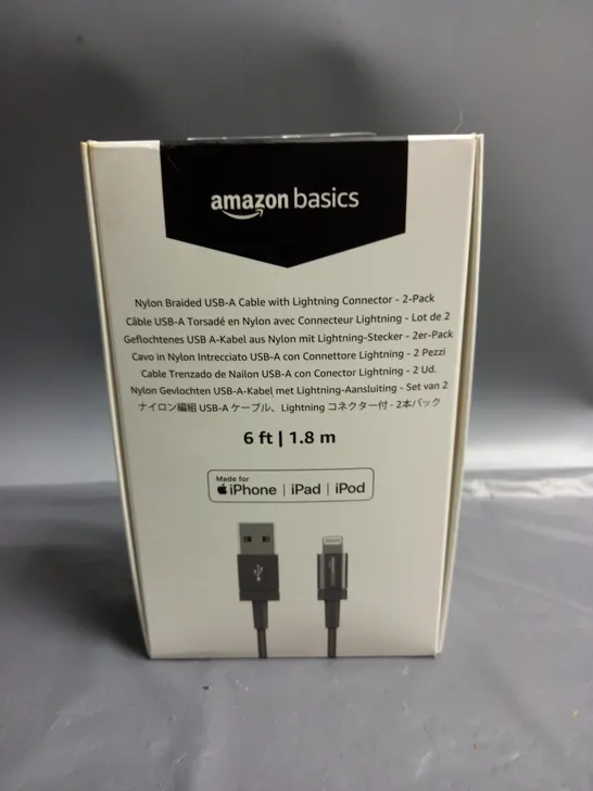 AMAZON BASICS PACK OF 2 CHARGING CABLES FOR IPHONE, IPAD AND IPOD 6FT/1.8M