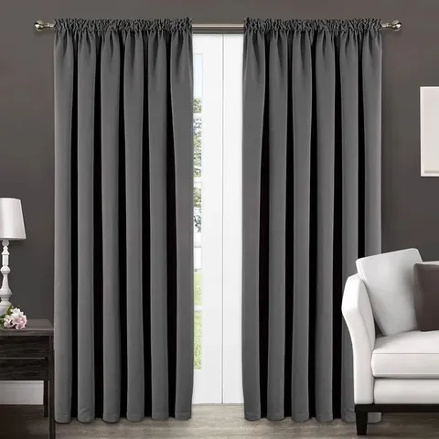 BAGGED FRANTZY THERMAL BLACKOUT CURTAINS PENCIL PLEAT - DARK GREY // SIZE: 229 X 229cm