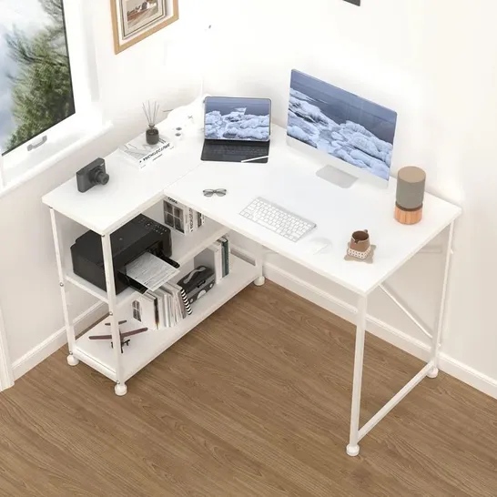 BOXED AMBUS 110cm W L-SHAPED COMPUTER DESK - WHITE (1 BOX)