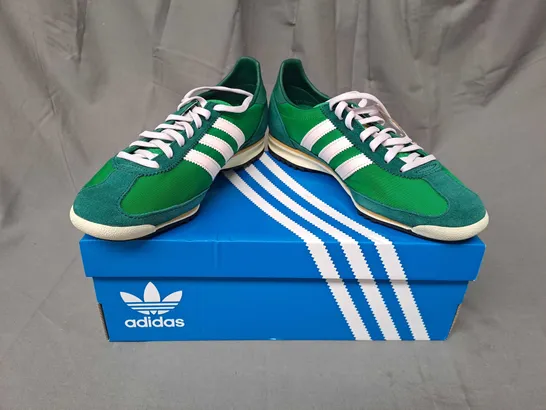 BOXED PAIR OF ADIDAS SL 72 OG SHOES IN GREEN/WHITE UK SIZE 6.5