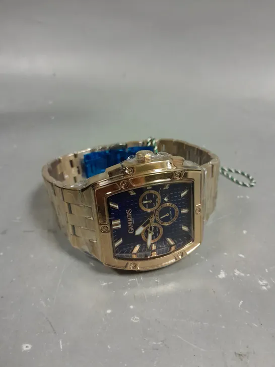 GAMAGES LONDON MAGNITUDE ROSE GOLD COLOUR BLUE DIAL WATCH 