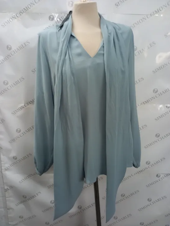 AUTOGRAPH LIGHT BLUE V-NECK WOMENS BLOUSE - UK 16