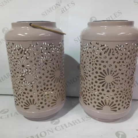 GARDEN REFLECTIONS SET OF 2 PATTERNED SOLAR LANTERNS