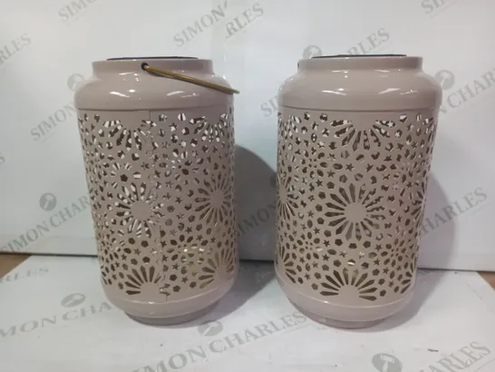 GARDEN REFLECTIONS SET OF 2 PATTERNED SOLAR LANTERNS