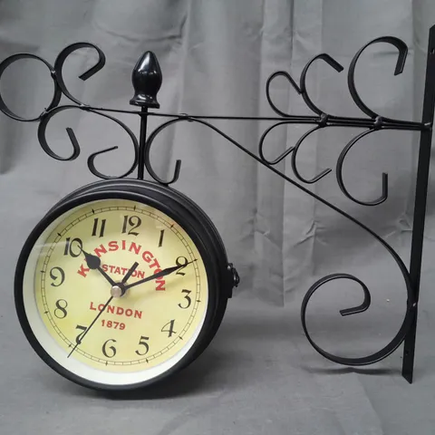 BOXED UNBRANDED VINTAGE DOUBLE SIDED STATION BRACKET WALL CLOCK