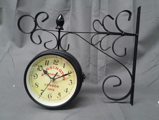 BOXED UNBRANDED VINTAGE DOUBLE SIDED STATION BRACKET WALL CLOCK