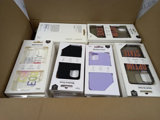 BOX OF APPROXIMATELY 52 TYPO PHONES CASES ('SLIMLINE CASE' & 'SPEAK UP CASE') FOR IPHONE 11, 12 MINI, 12/12PRO IN VARYING COLOURS