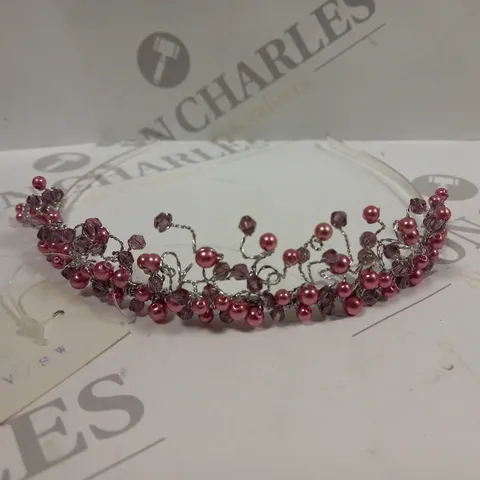 PINK PEARL WIRE TIARA HAIR ACCESSORY 