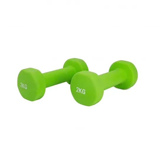 BOXED SET OF 2 X 2KG DUMBBELLS IN GREEN