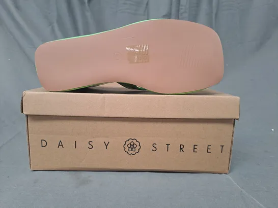 BOXED PAIR OF DAISY STREET WEDGE CROSSOVER MULES IN GREEN UK SIZE 6