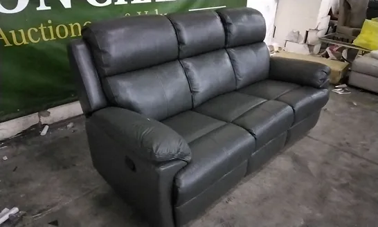 QUALITY DESIGNER BLACK LEATHER MANUAL RECLINER 3 SEATER SOFA