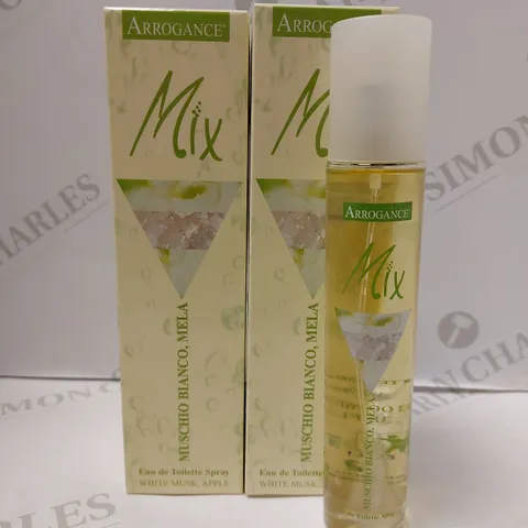 LOT OF 2 X 100ML ARROGANCE MIX WHITE MUSK APPLE EAU DE TOILETTE SPRAY