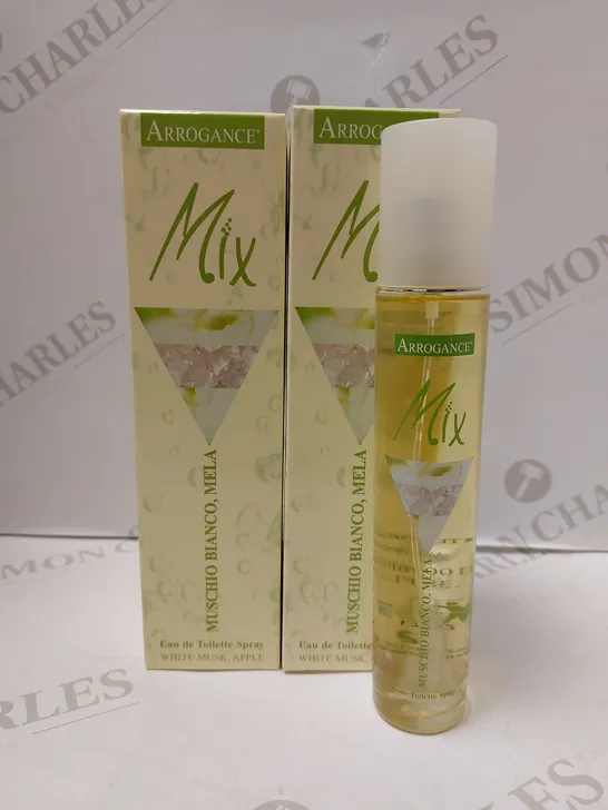 LOT OF 2 X 100ML ARROGANCE MIX WHITE MUSK APPLE EAU DE TOILETTE SPRAY