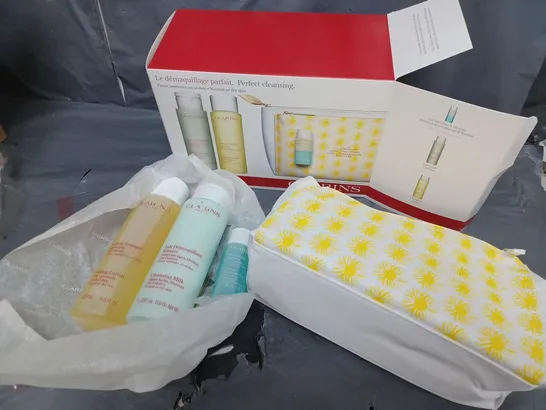 CLARINS PERFECT CLEANSING SET TO INCLUDE TONING LOTION , CLEANSING MILK , ETC