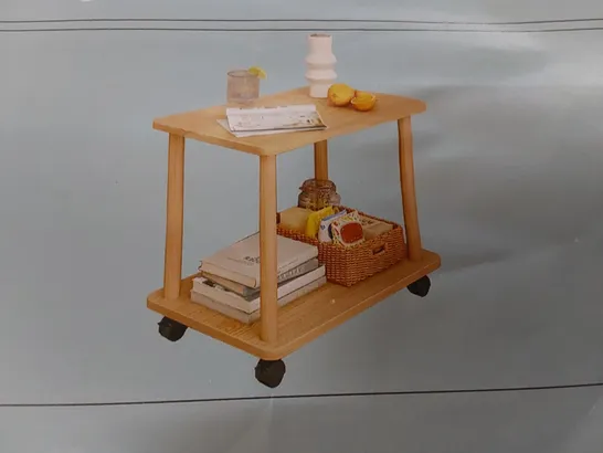 BOXED WOODEN TROLLEY ON WHEELS