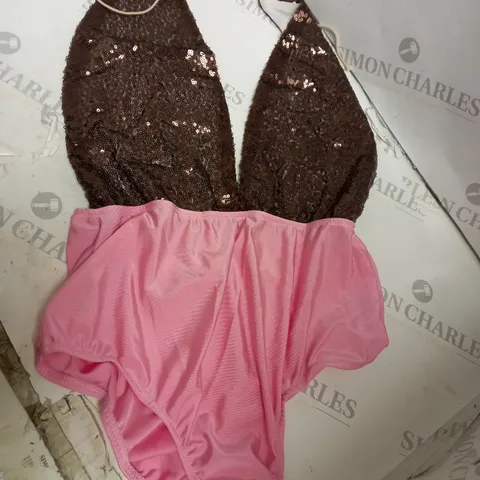 BRAND NEW MIRROR IMAGE PINK AND BROWN SEQUIN BODYSUIT X 8