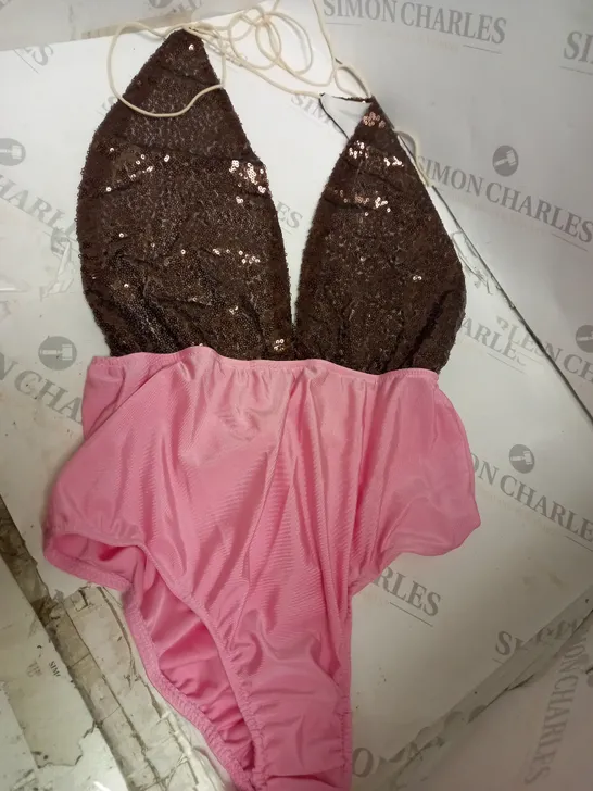 BRAND NEW MIRROR IMAGE PINK AND BROWN SEQUIN BODYSUIT X 8