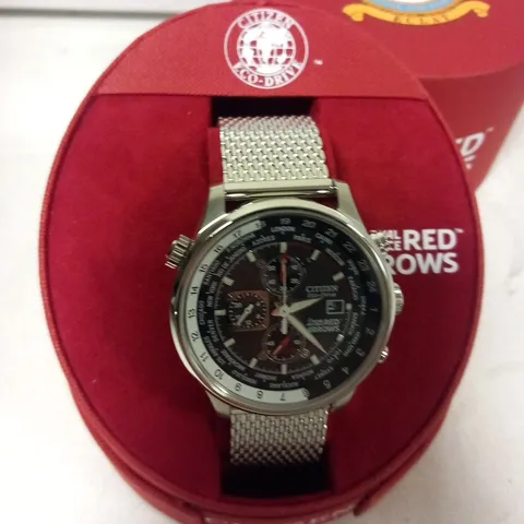 BOXED CITIZEN ECO-DRIVE MENS RED ARROW WRIST WATCH