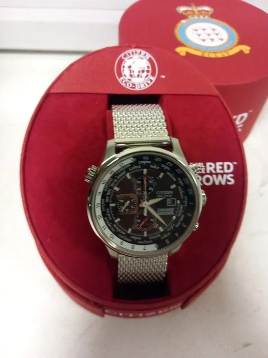 BOXED CITIZEN ECO-DRIVE MENS RED ARROW WRIST WATCH