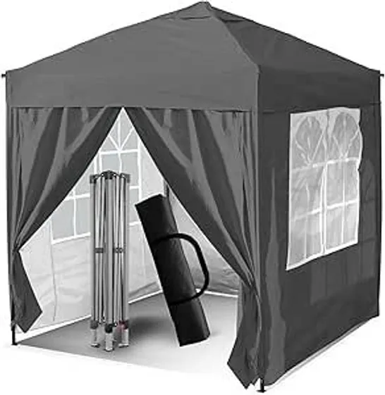 BOXED 3x3M POP UP GAZEBO, GAZEBO WITH REMOVABLE SIDEWALLS, STURDY FRAME, WEATHER-RESISTANT PROTECTION - GREY (1 BOX)