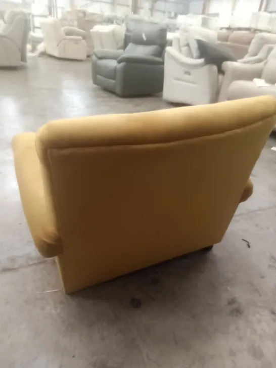 DESIGNER THE LOUNGE COMPANY MADE SMALL ARMCHAIR - YELLOW FABRIC