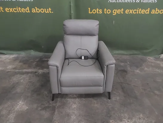 DESIGNER GREY FAUX LEATHER ELECTRIC RECLINER CHAIR 