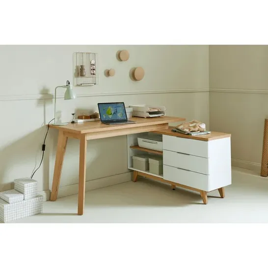 BOXED ISIDORE L-SHAPE COMPUTER DESK - WHITE (1 BOX)