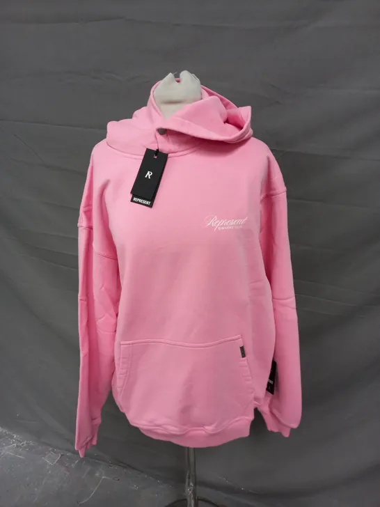 REPRESENT OWNERS CLUB SCRIPT HOODIE IN PINK - MEDIUM