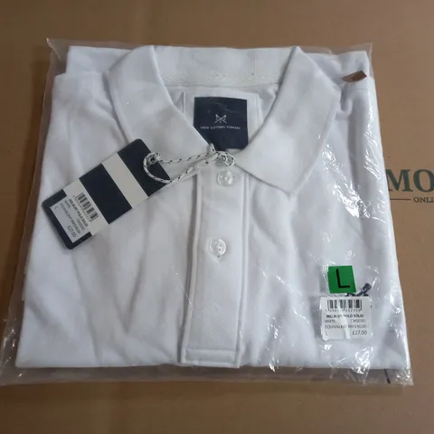 BAGGED CREW CLOTHING MELBURY POLO SHIRT IN WHITE - L