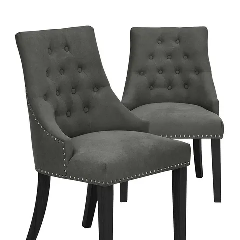 WARWICK PAIR OF FABRIC DINING CHAIRS - CHARCOAL/BLACK - COLLECTION ONLY 