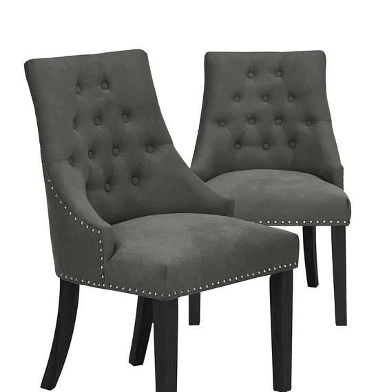 WARWICK PAIR OF FABRIC DINING CHAIRS - CHARCOAL/BLACK - COLLECTION ONLY  RRP £299