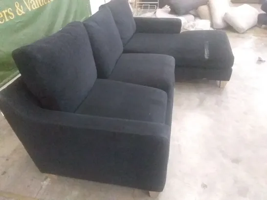 DESIGNER LOUNGE CO BLACK FABRIC 3 SEATER SOFA WITH CHAISE RHF END 