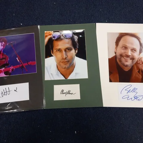 3 ASSORTED SIGNED CELEBRITY PRESENTATIONS TO INCLUDE; CHEVY CHASE AND BILLY CRYSTAL