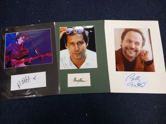 3 ASSORTED SIGNED CELEBRITY PRESENTATIONS TO INCLUDE; CHEVY CHASE AND BILLY CRYSTAL