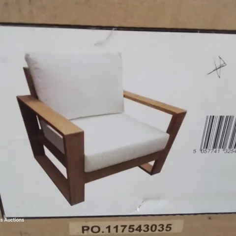 BOXED HEVER TEAK ARMCHAIR WITH CUSHION