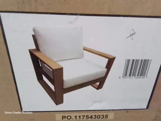 BOXED HEVER TEAK ARMCHAIR WITH CUSHION