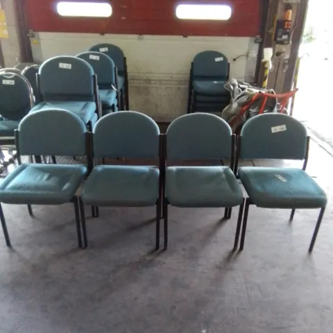 4X BLUE FABRIC CHAIRS WITH BLACK FRAME