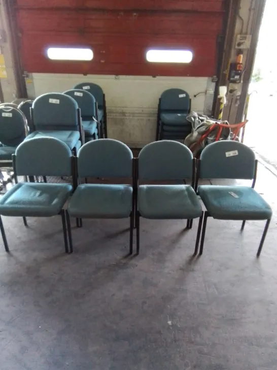 4X BLUE FABRIC CHAIRS WITH BLACK FRAME