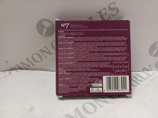 SEALED AND BOXED N07 BOLD BURGUNDY FACE EYE PALETTE