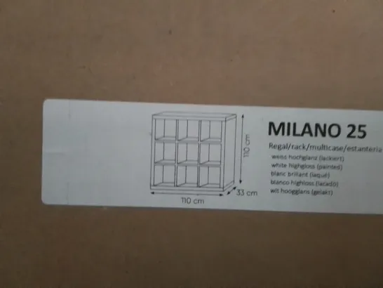 BOXED BRAND NEW DESIGNER MILANO 25 REGAL MULTICASE UNIT WHITE HIGH GLOSS 110 × 110 × 33cm